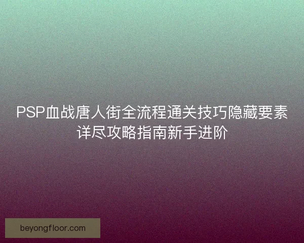 PSP血战唐人街全流程通关技巧隐藏要素详尽攻略指南新手进阶
